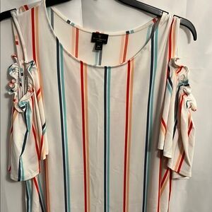 Worthington Striped Cold Shoulder Top